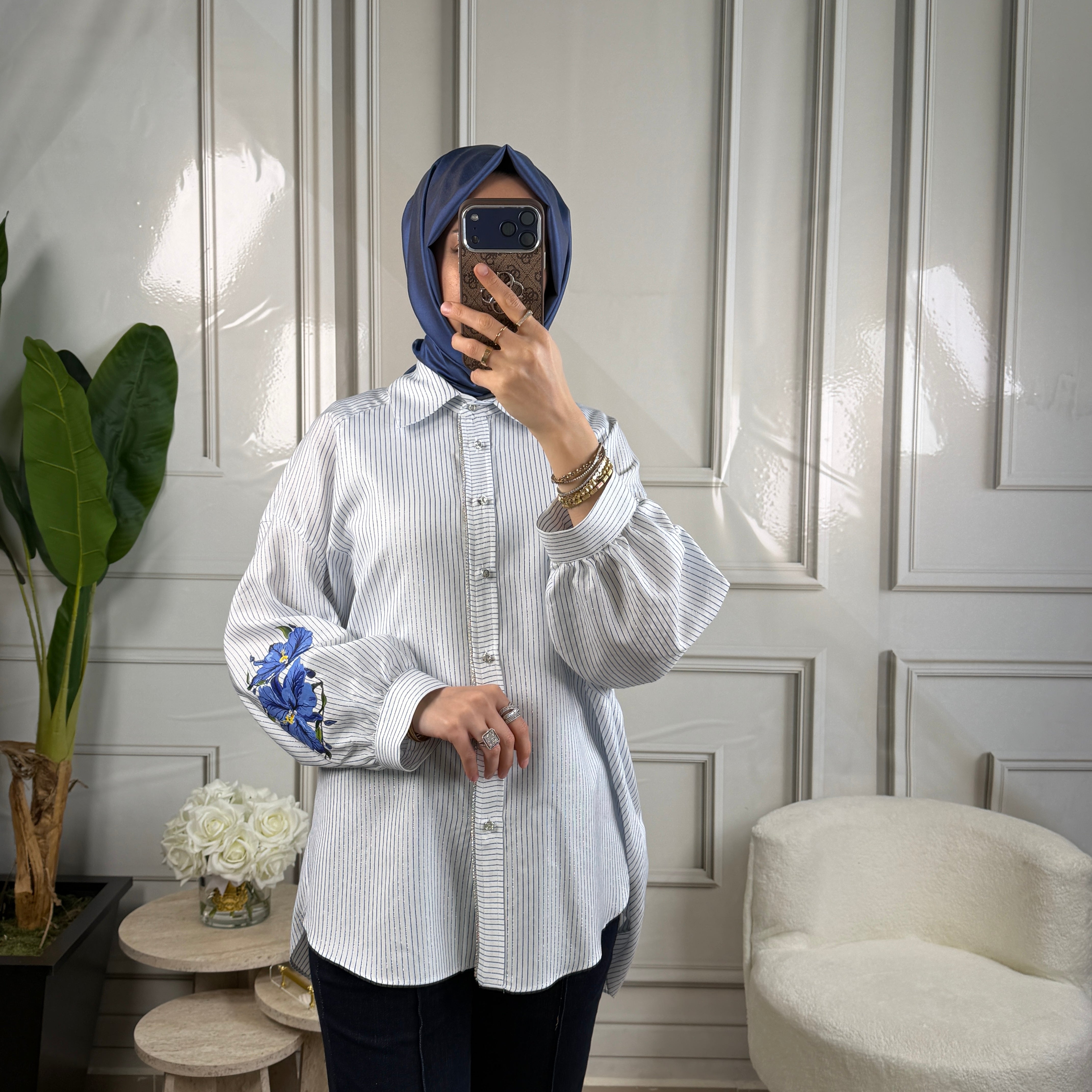My312 Arkası Kolları Baskılı Gömlek