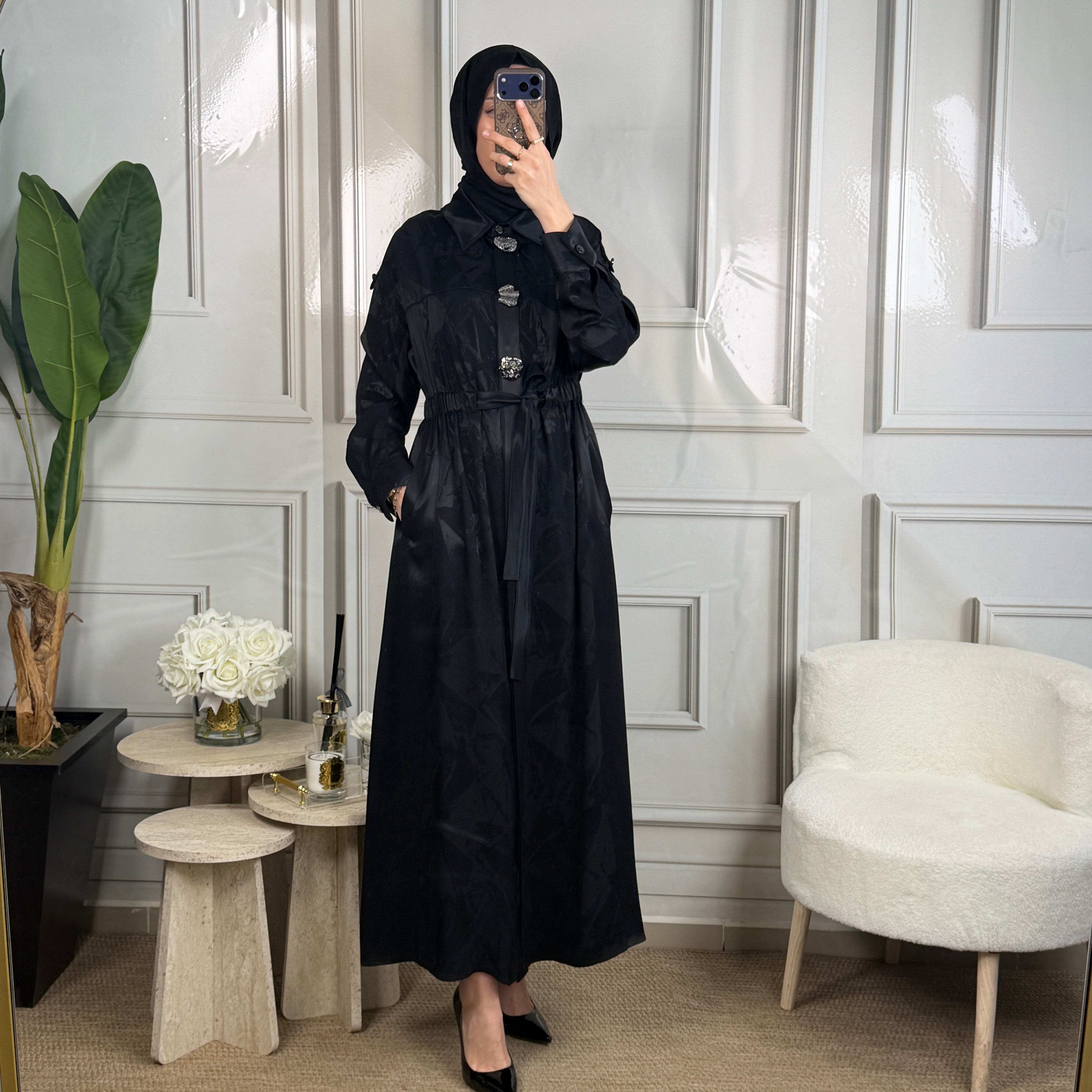 My312 Önü Aksesuarlı Elbise