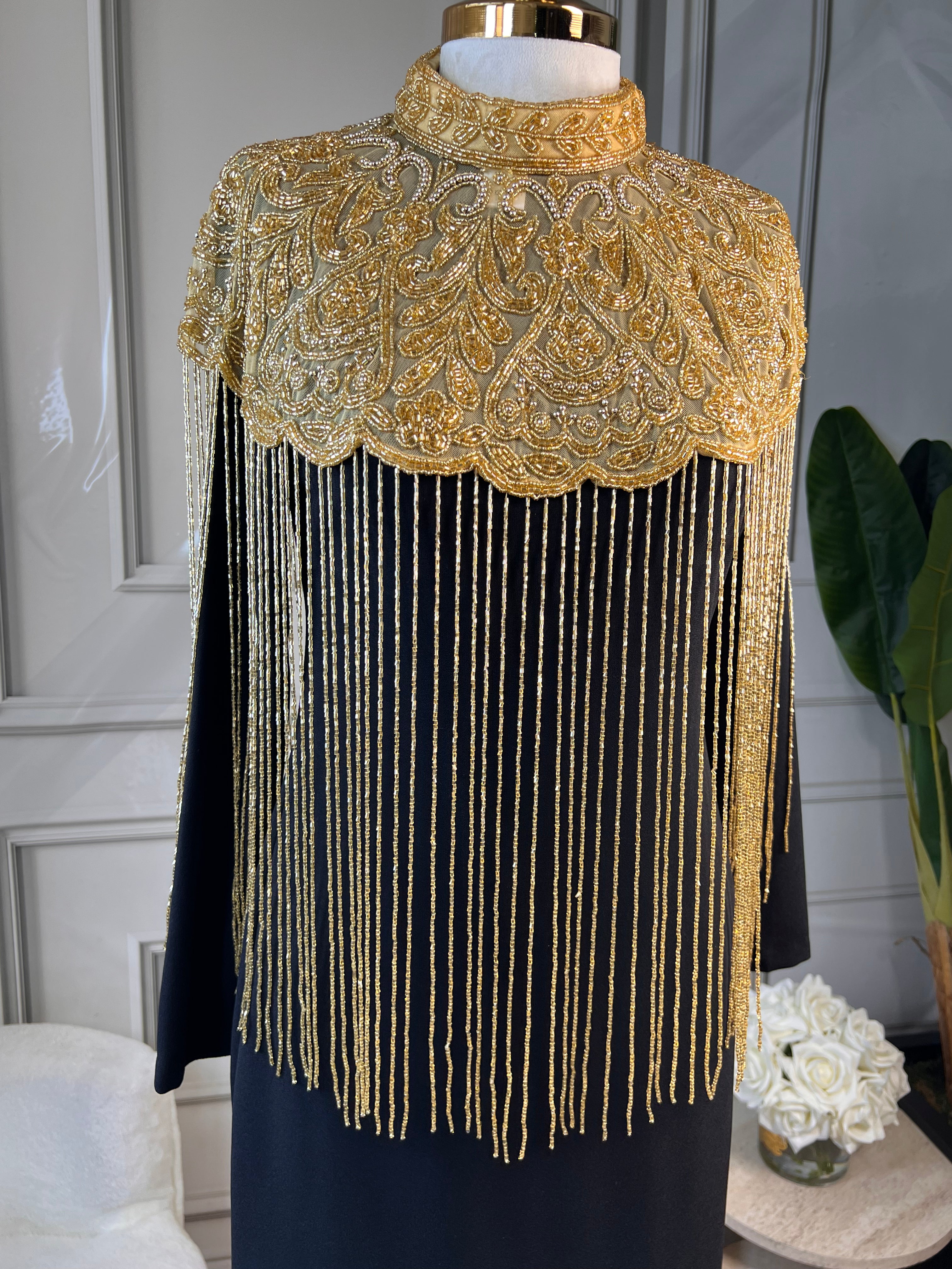 İthal Gold Taşlı Dubai Pelerin