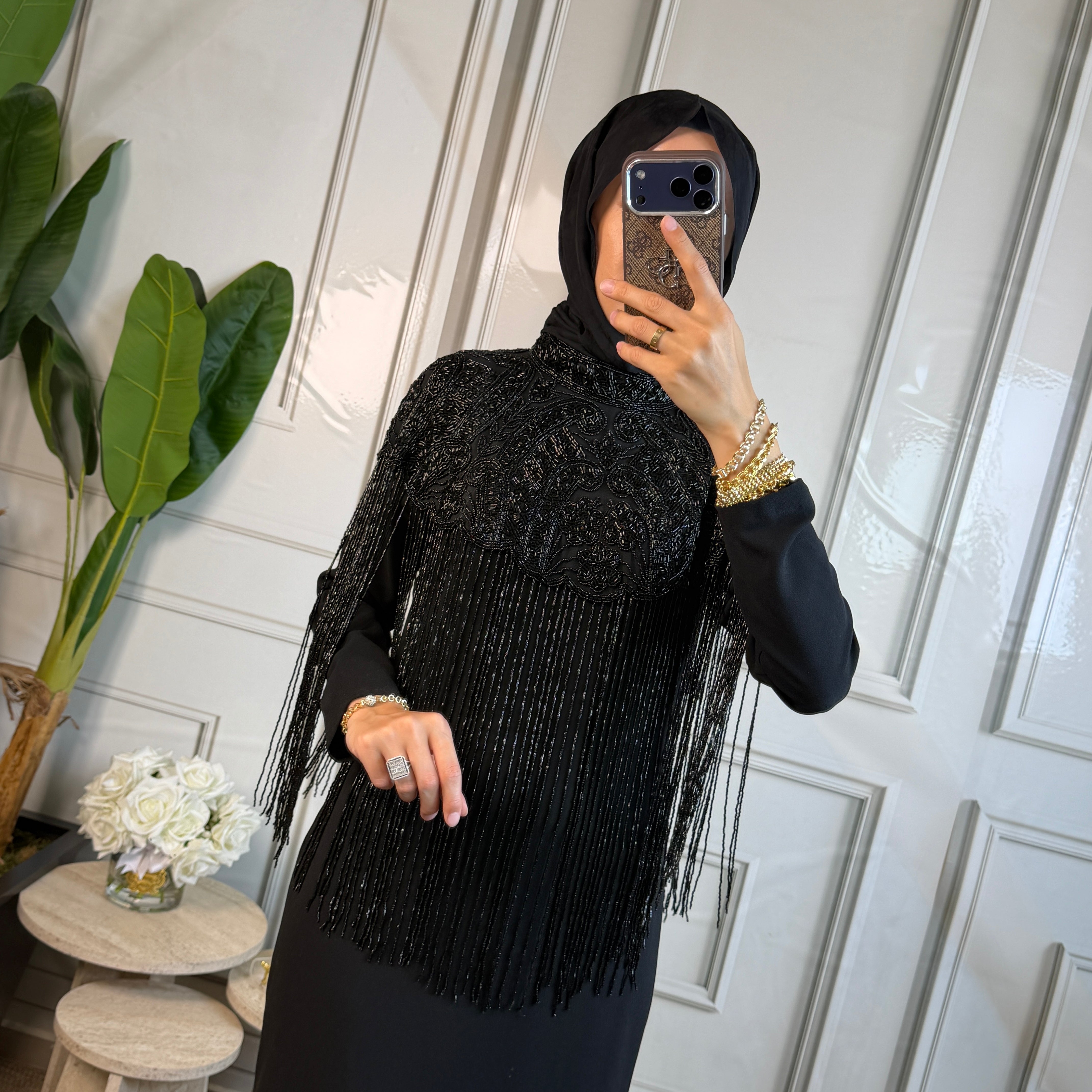 İthal Siyah Dubai Pelerin