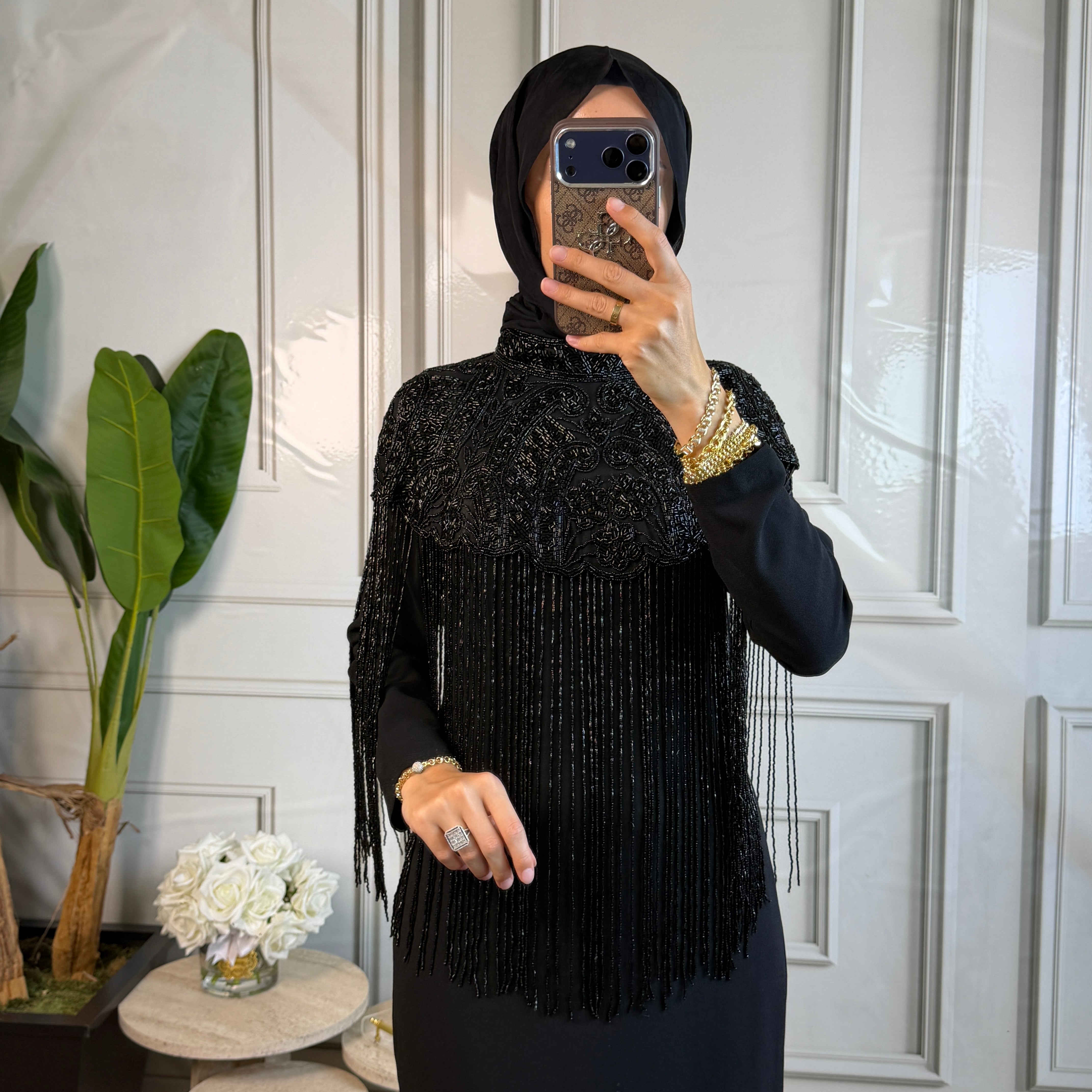 İthal Siyah Dubai Pelerin
