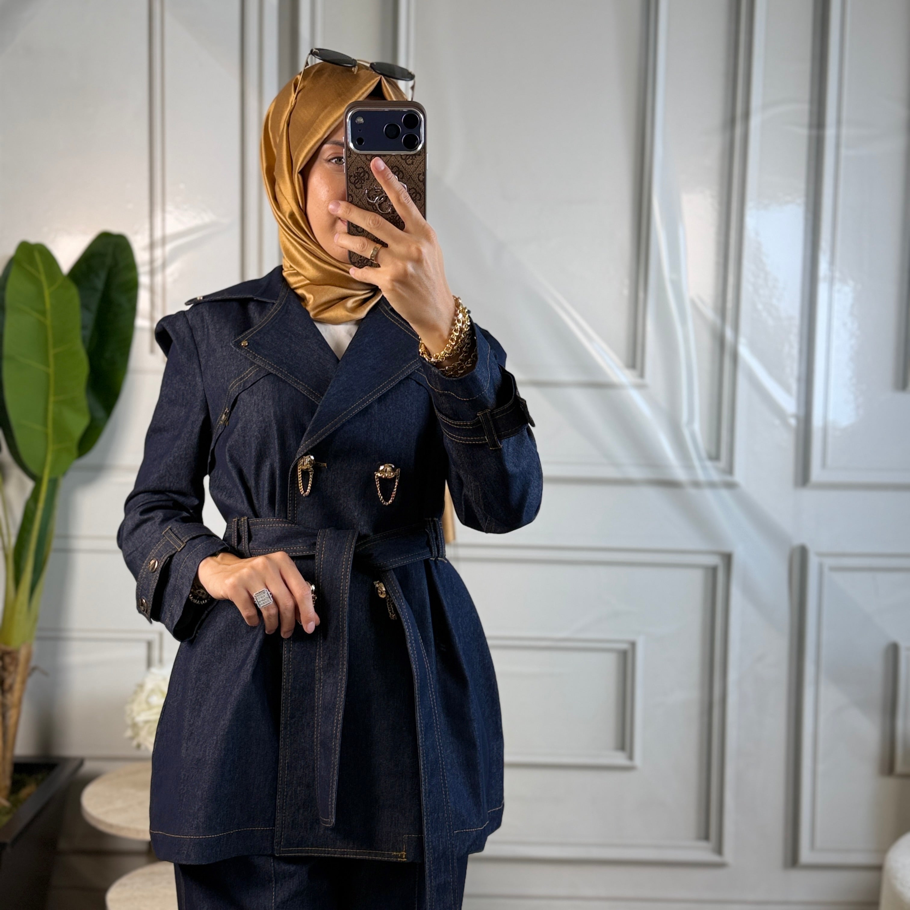 My312 Düğme Detaylı Denim Takım (1737)
