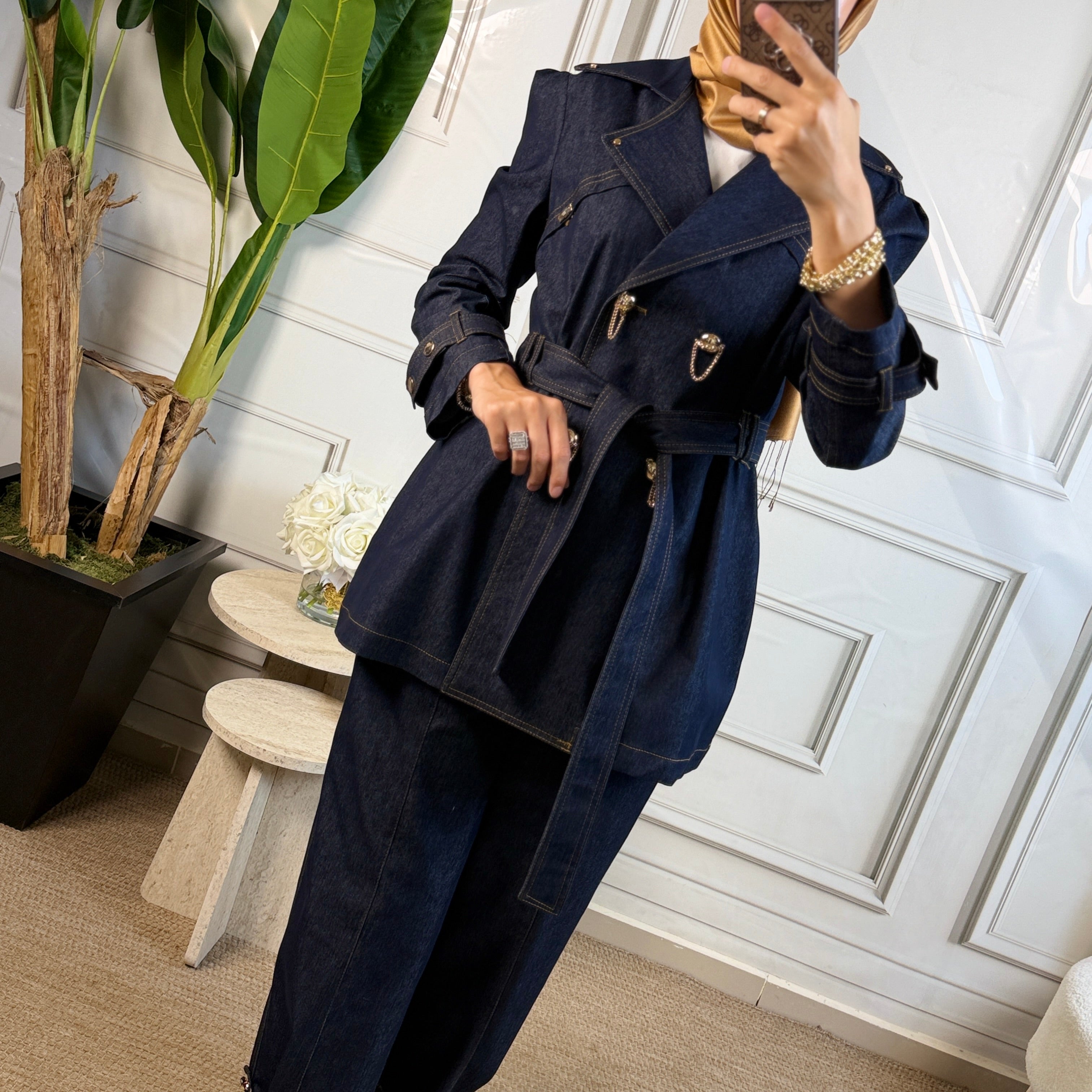 My312 Düğme Detaylı Denim Takım (1737)
