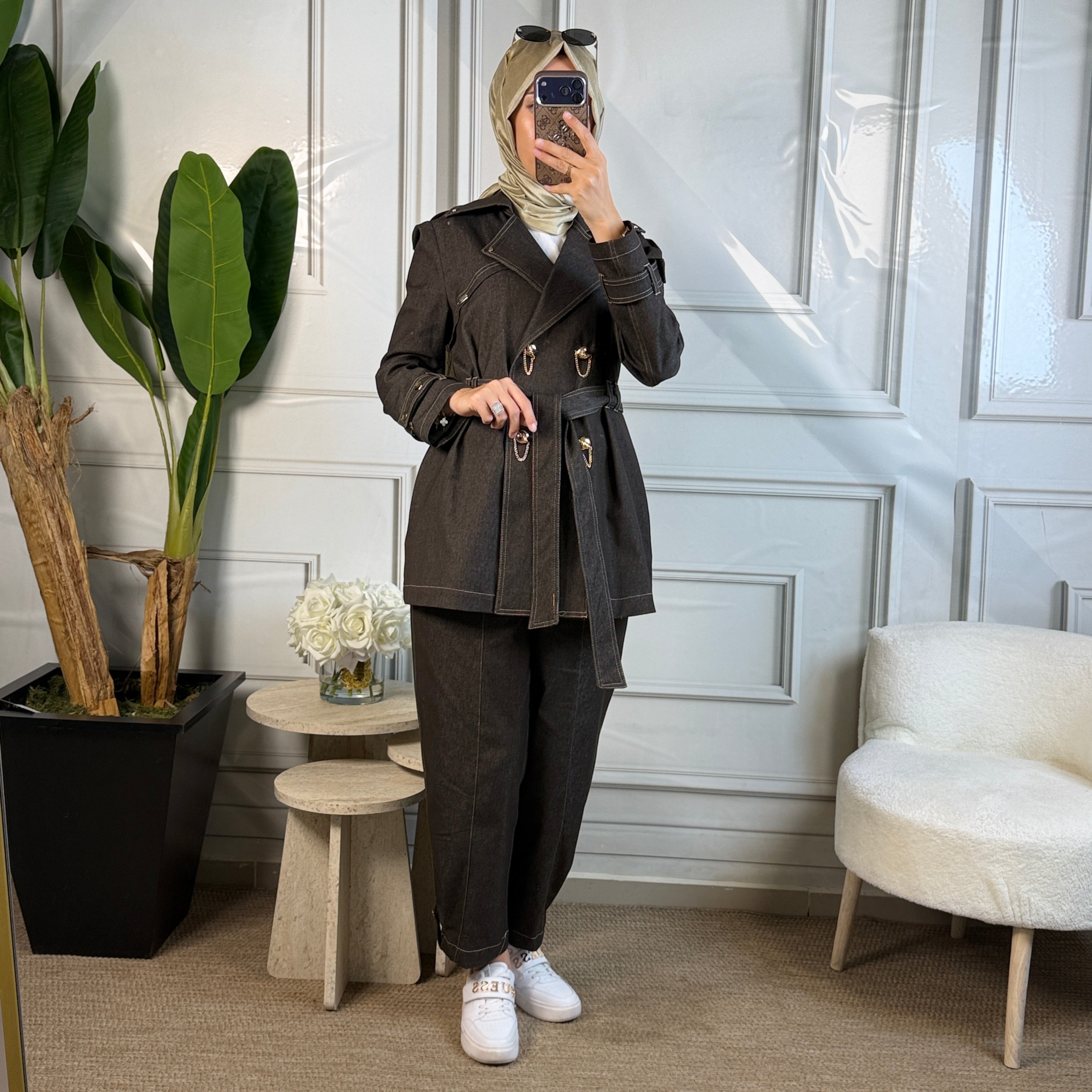 My312 Düğme Detaylı Denim Takım (1737)