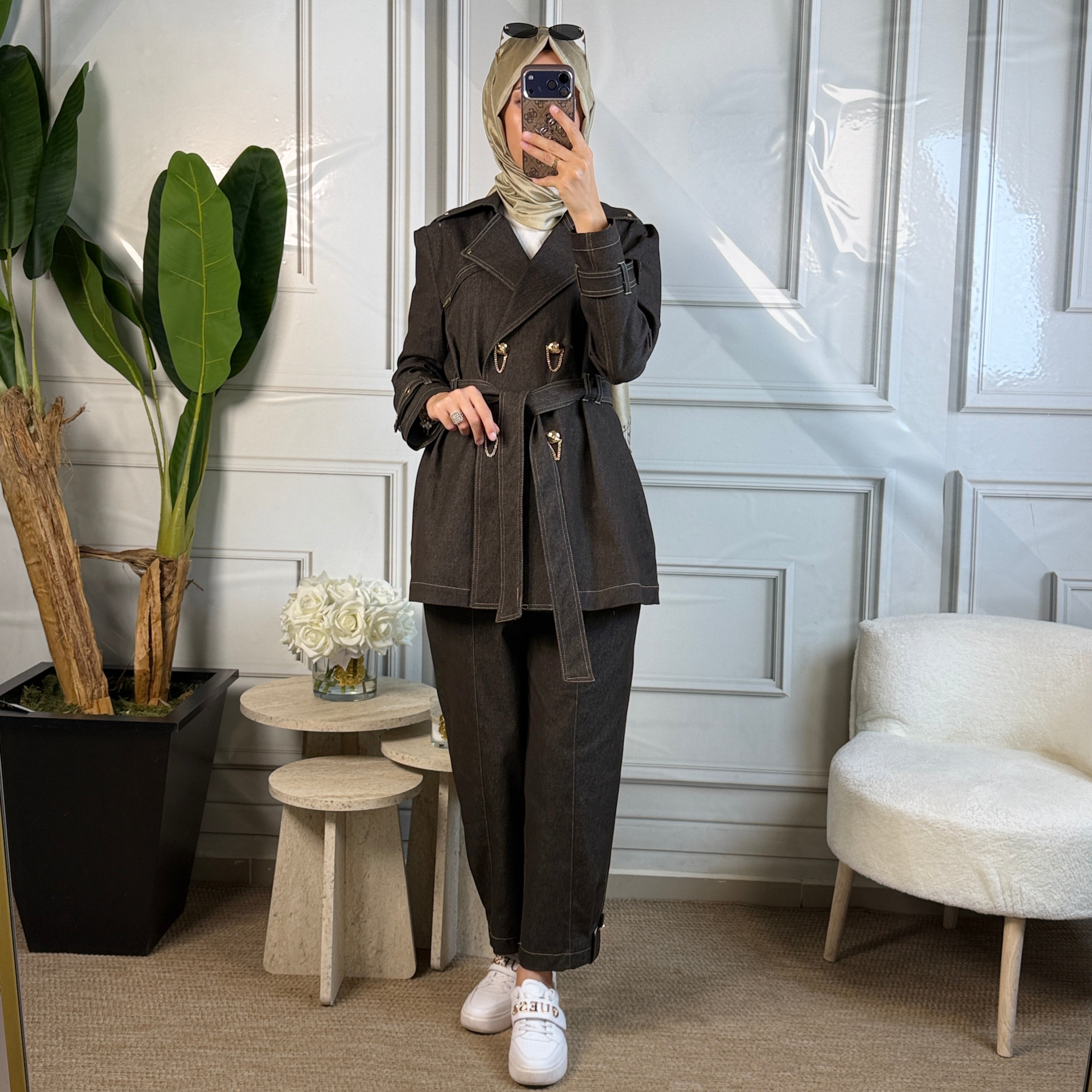 My312 Düğme Detaylı Denim Takım (1737)