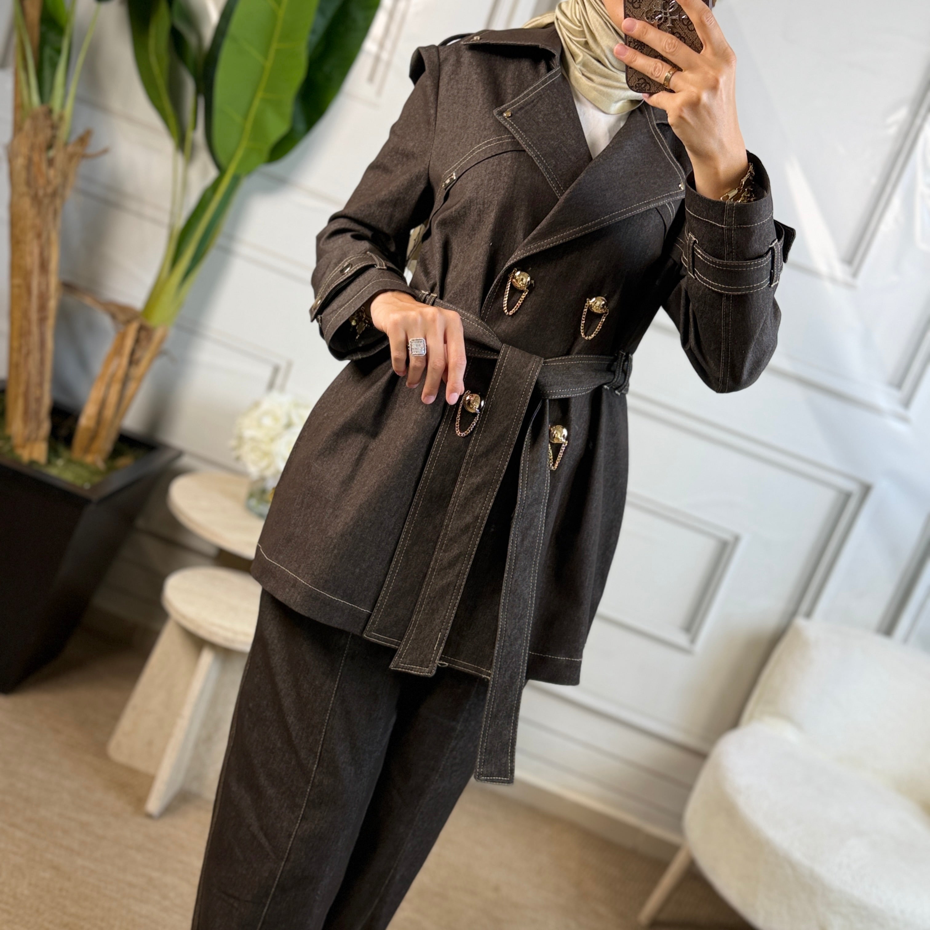 My312 Düğme Detaylı Denim Takım (1737)