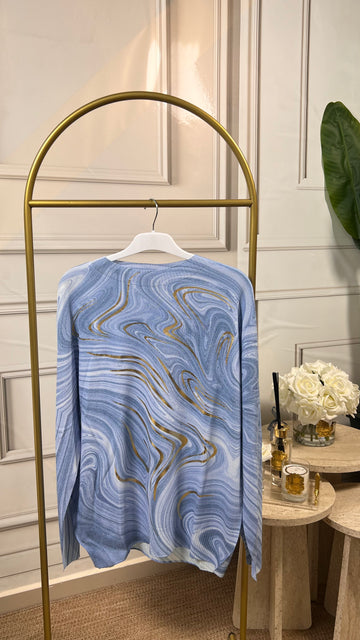 Ghisa Mavi Gold Detaylı Tunik