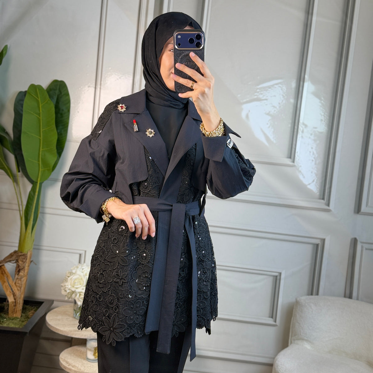 My312 Dantelli Aksesuarlı Kap (7639)
