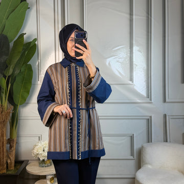 My312 Önü Taşlı Çizgili Tunik (8913)