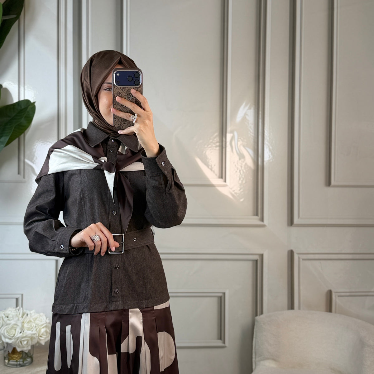 Clande Fularlı Elbise (5036)