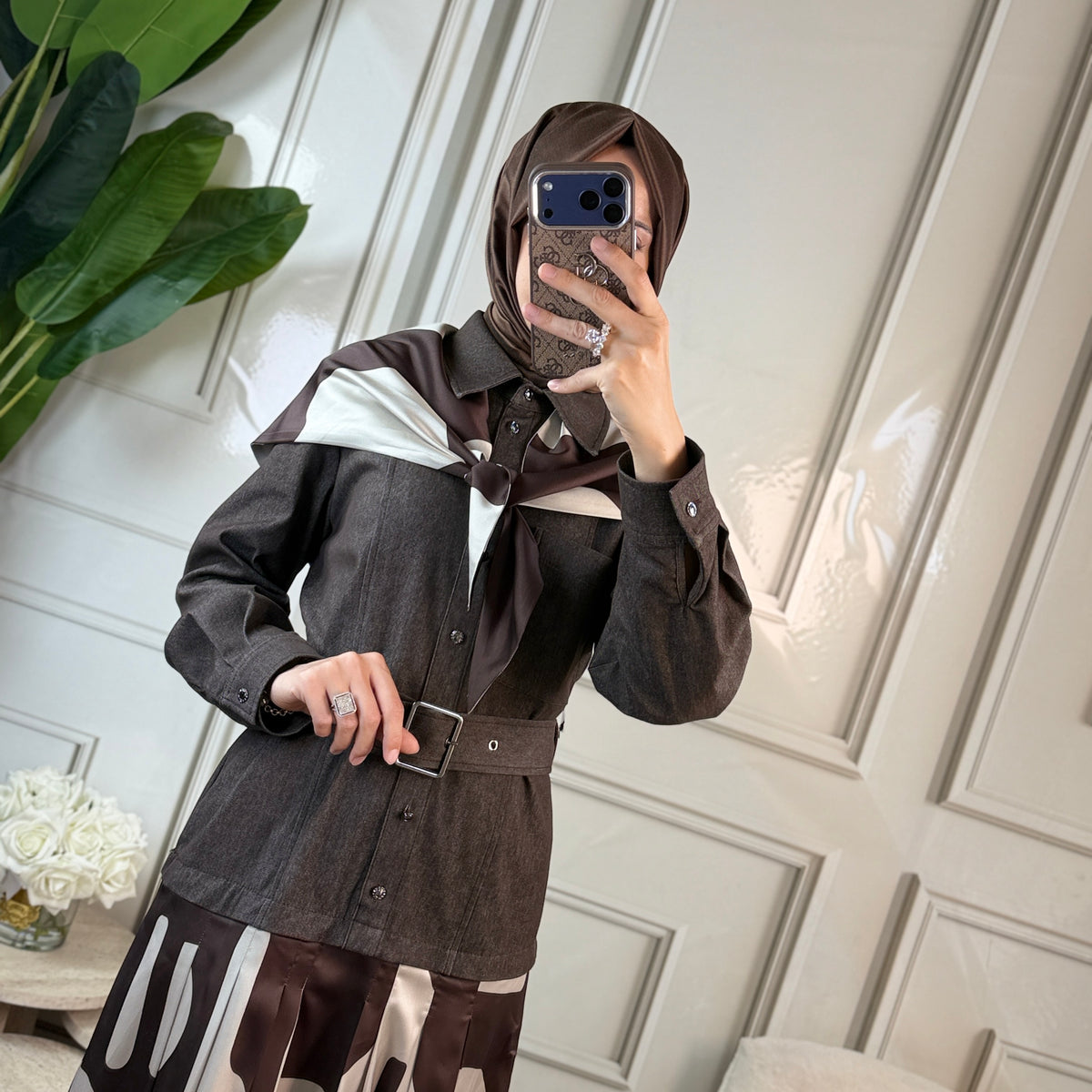 Clande Fularlı Elbise (5036)