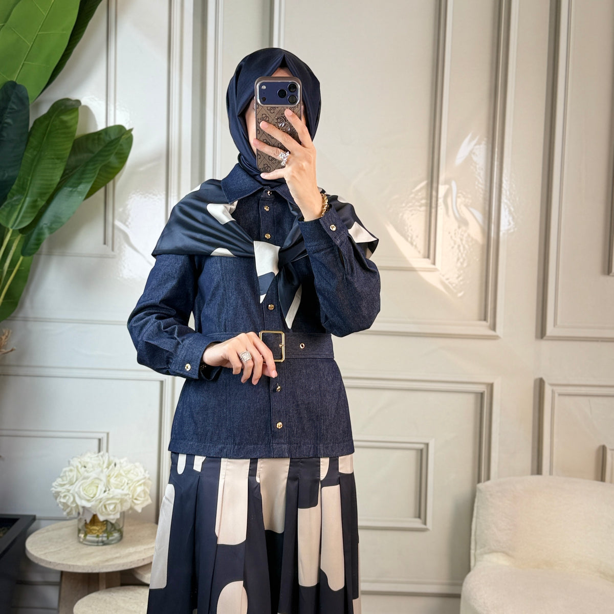 Clande Fularlı Elbise (5036)