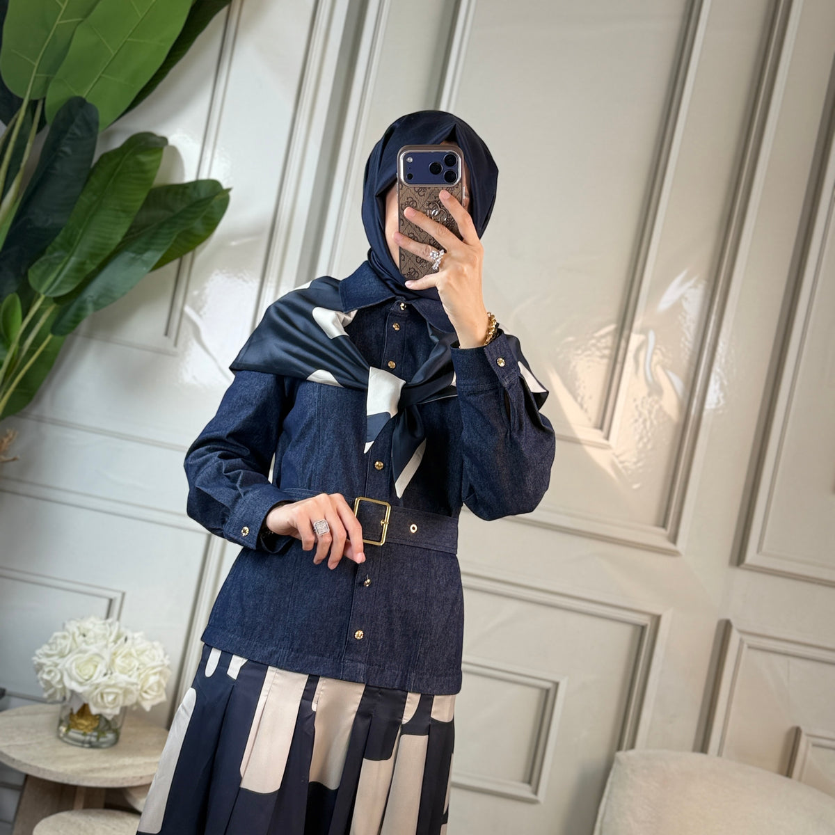 Clande Fularlı Elbise (5036)