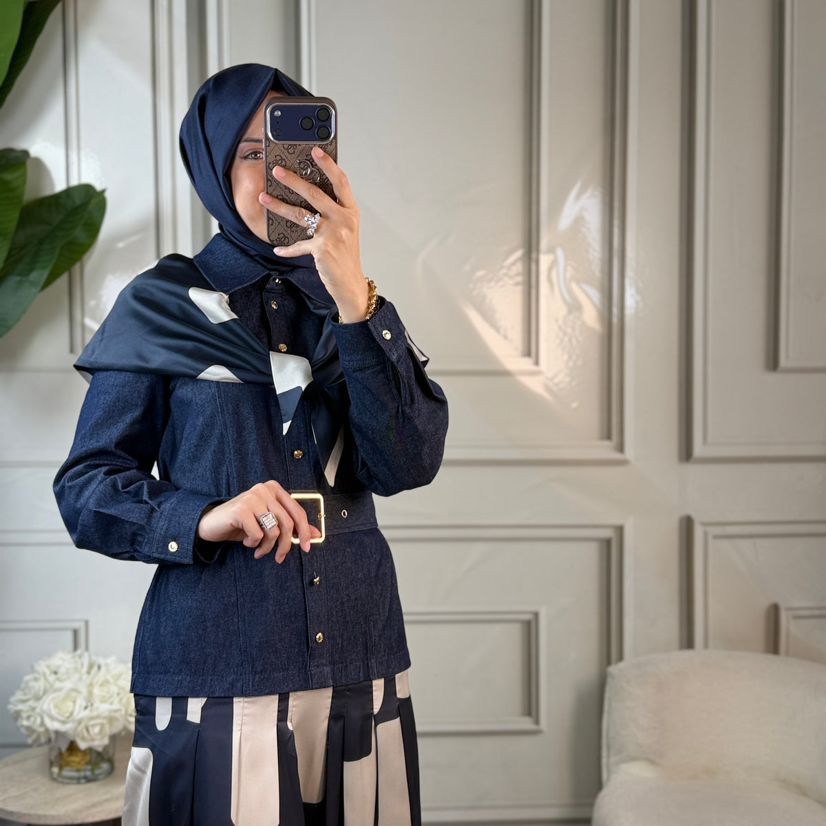 Clande Fularlı Elbise (5036)