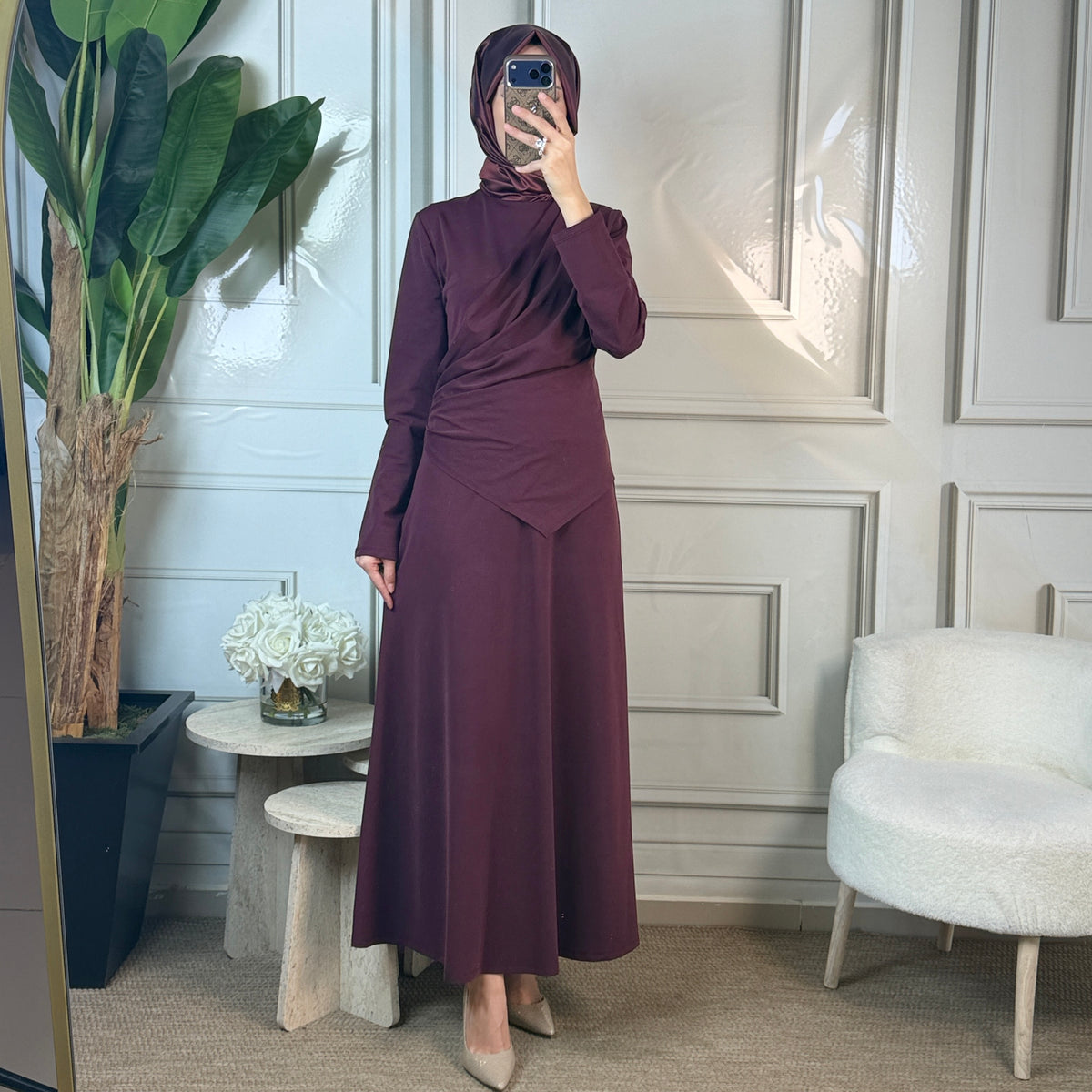 Clande Drape Detaylı Elbise (5040)