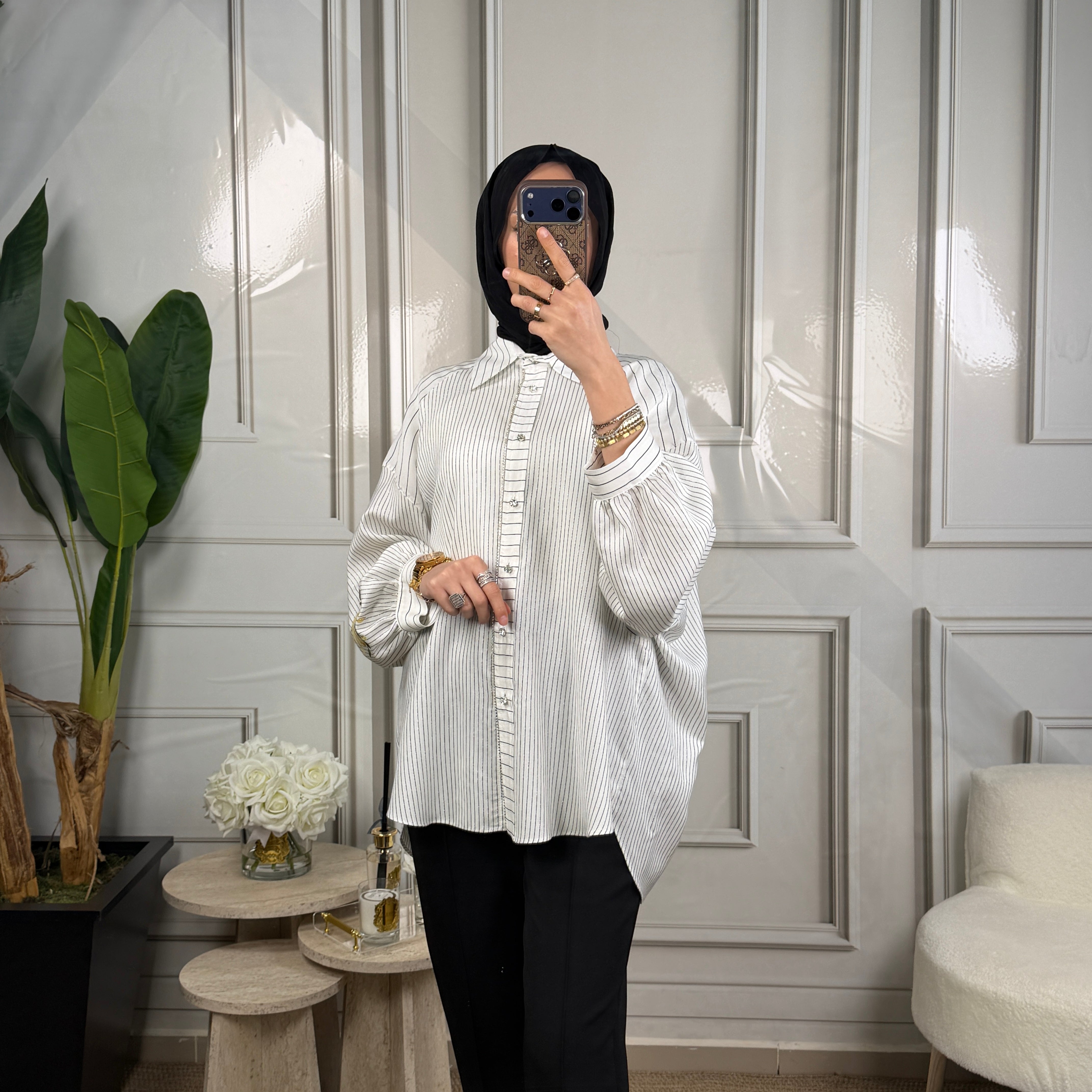My312 Arkası Kolları Baskılı Gömlek