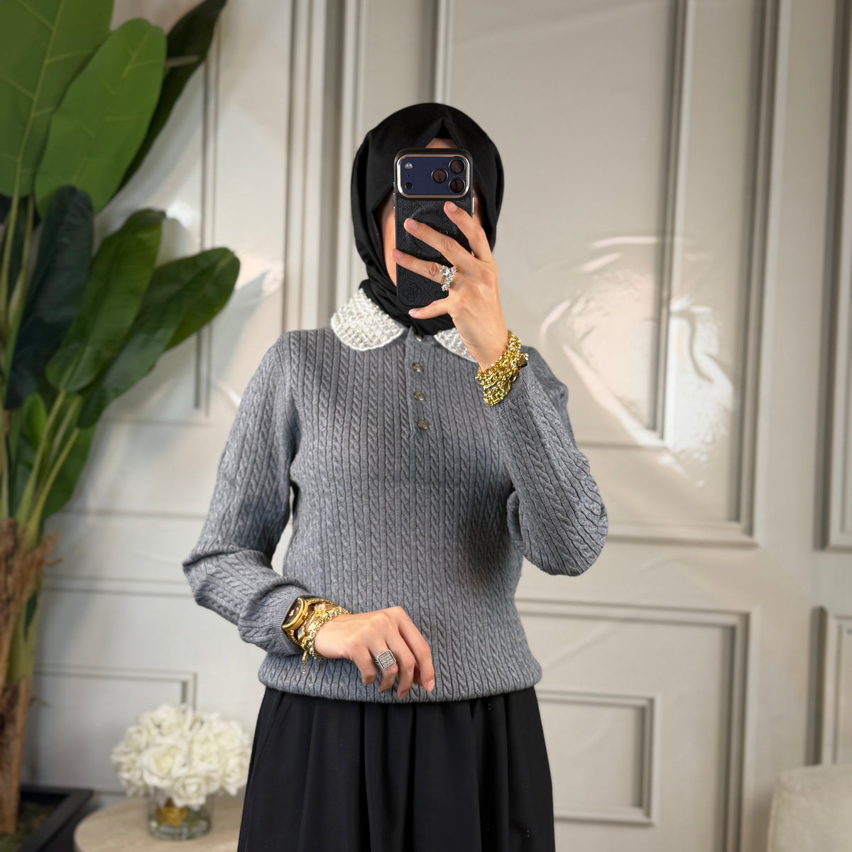 Ghisa Yakası Taşlı Tunik (4460)