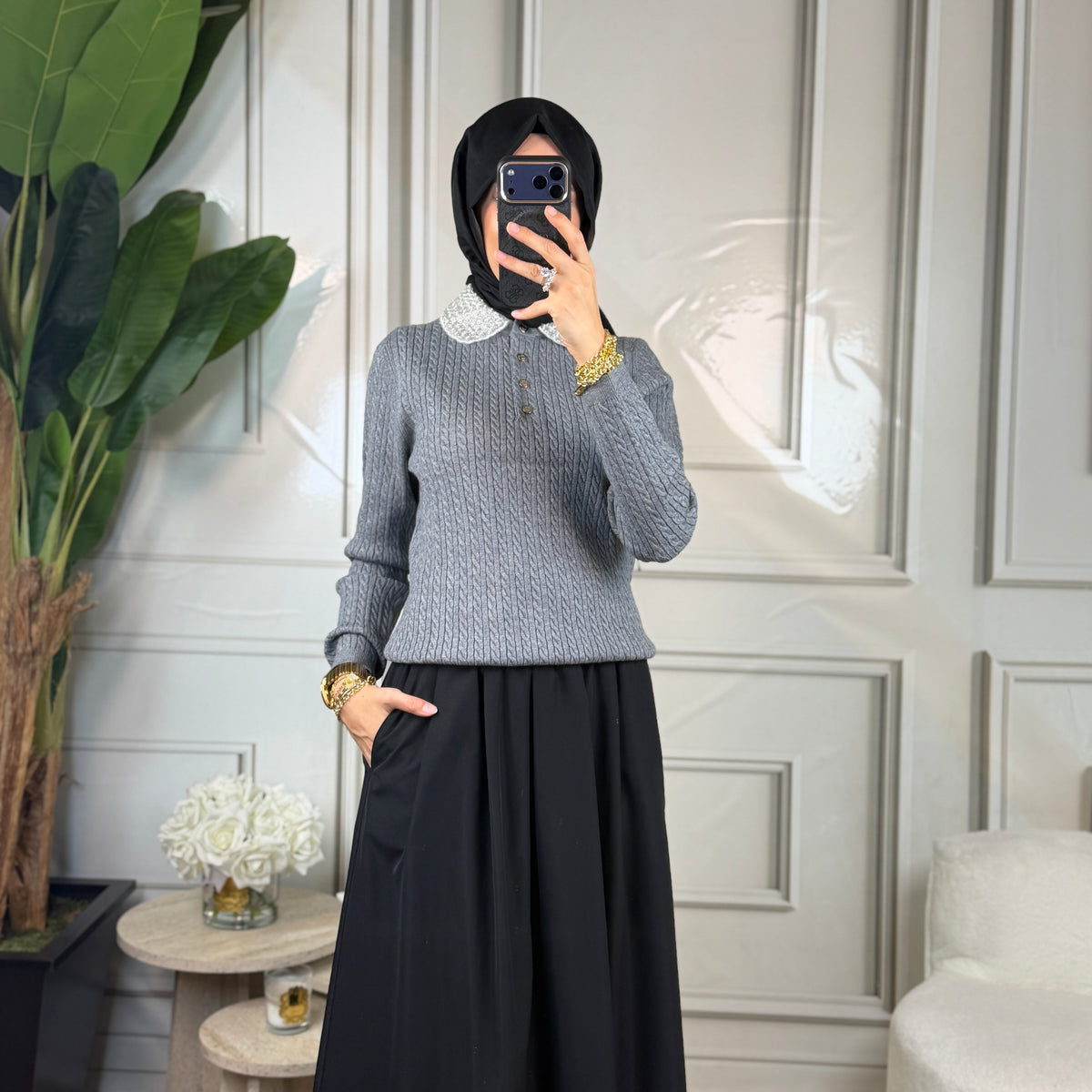 Ghisa Yakası Taşlı Tunik (4460)