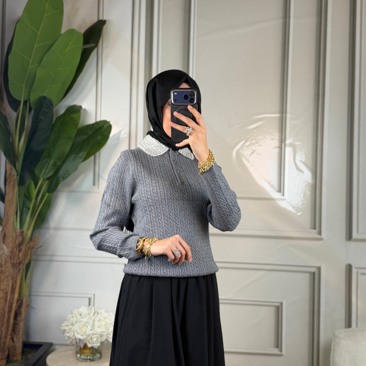 Ghisa Yakası Taşlı Tunik (4460)