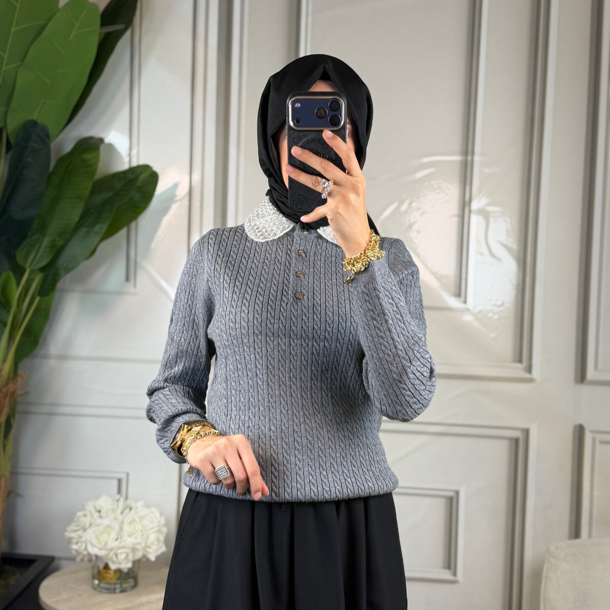 Ghisa Yakası Taşlı Tunik (4460)