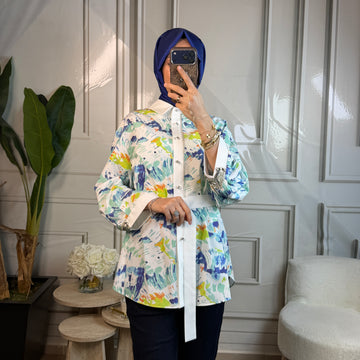 My312 Kolları Taşlı Desenli Tunik