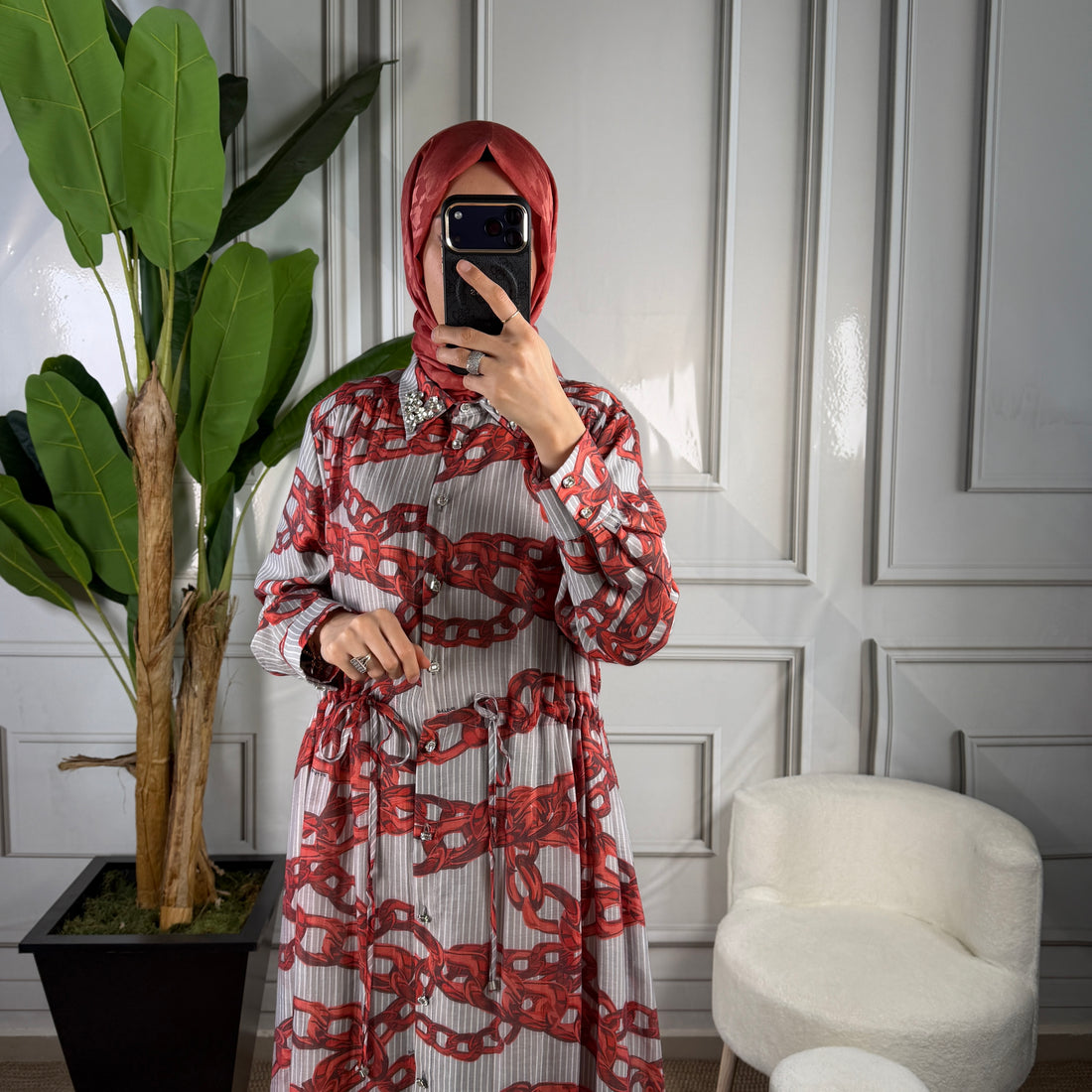 Ghisa Desenli Elbise