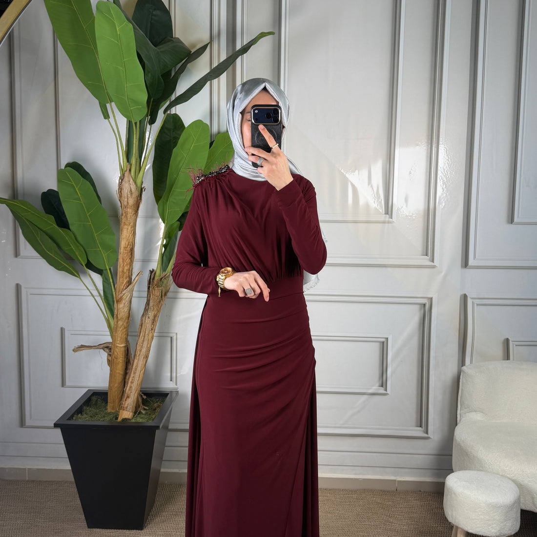 My312 Omzu Aksesuarlı Elbise