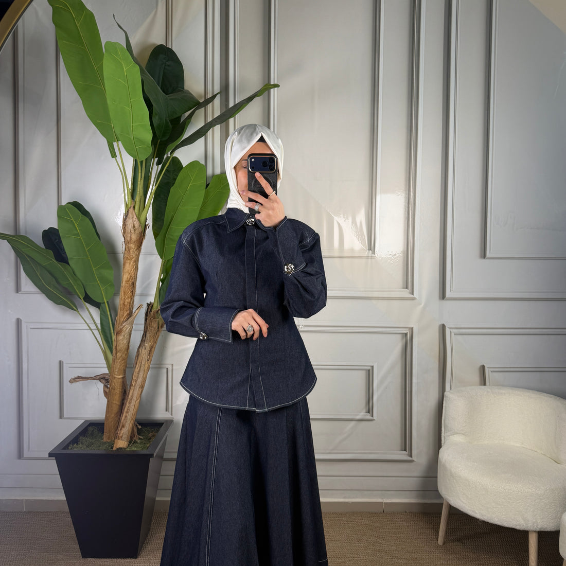 Selvi Çetin Denim Etekli Takım