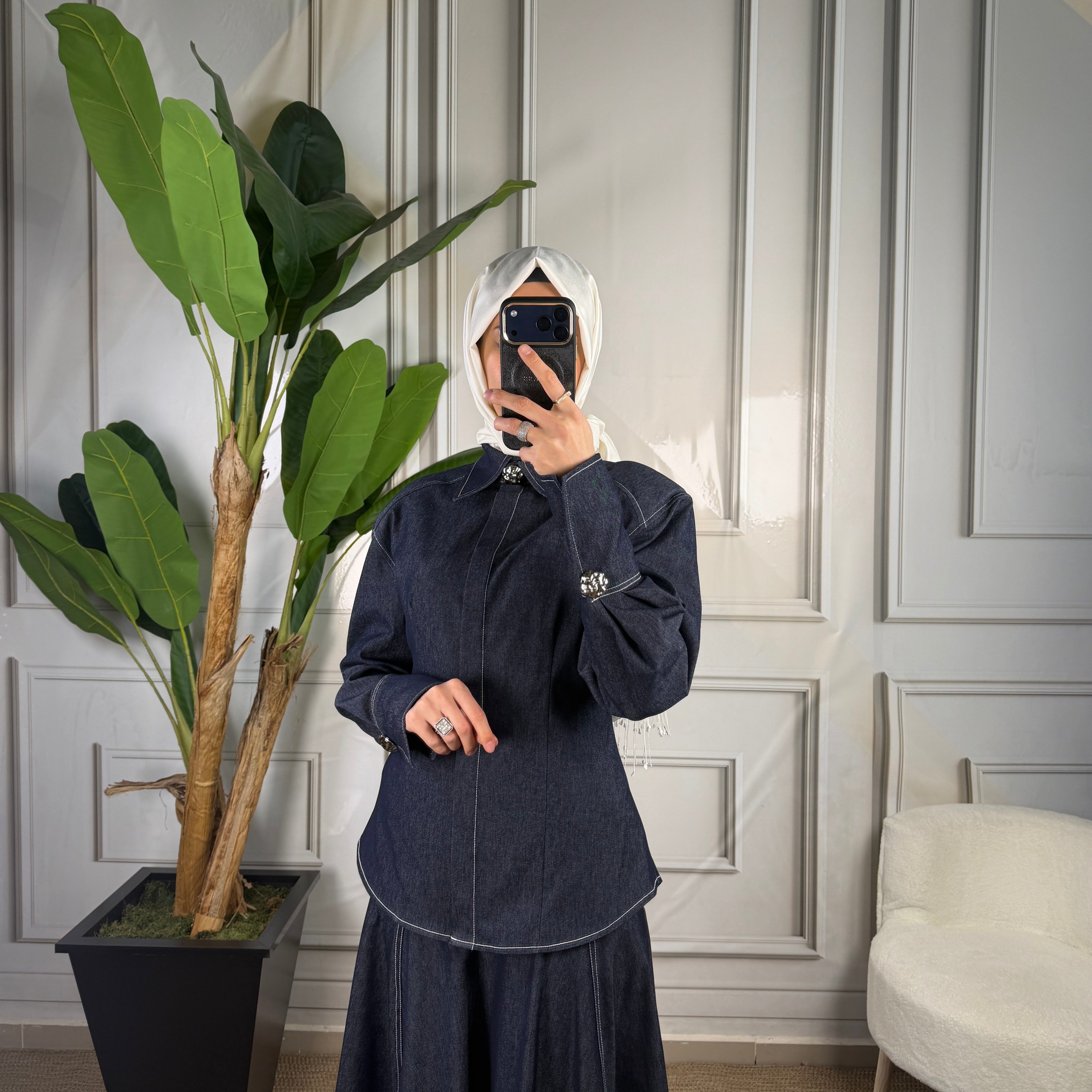 Selvi Çetin Denim Etekli Takım